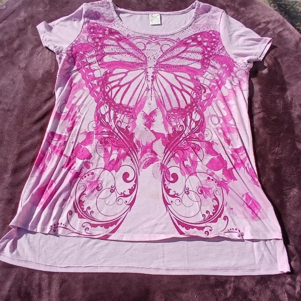 Faded Glory Pink Butterfly T-Shirt